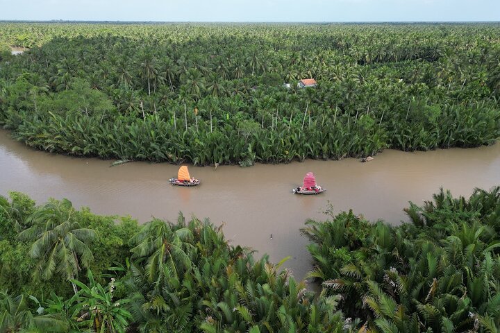 Ben Tre Mekong Zig Zag: Skoter, segelbåt och mat (hel dag)