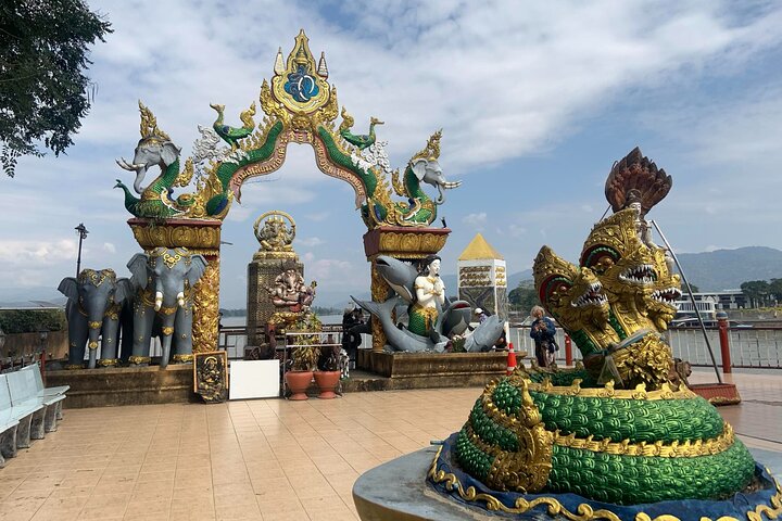 Gyllentriang Thailändsk Myanmar Laos gräns Khongfloden Gamla staden