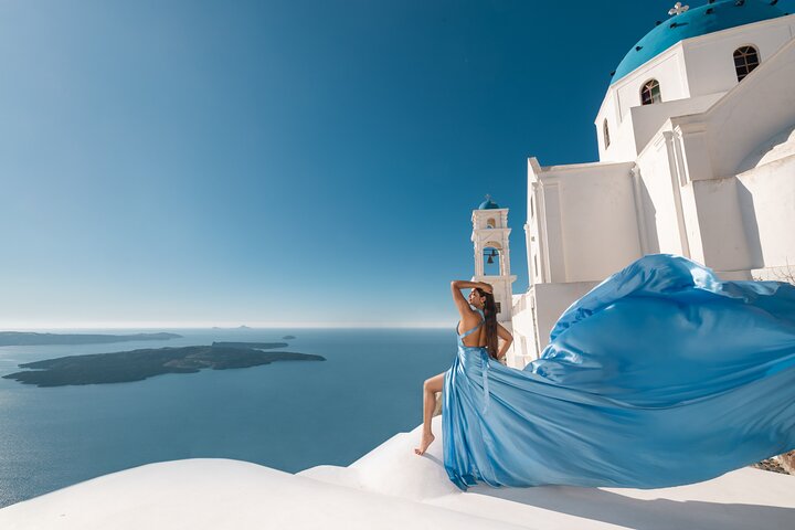 Eksklusiv Santorini Flying Dress Photoshoot med Pickup