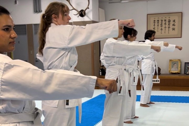 Aula de karate no Shotokan Dojo com Guia Inglês