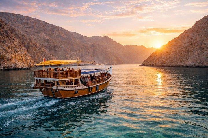 Crucero Dhow nocturno por Musandam Khasab con cena de barbacoa