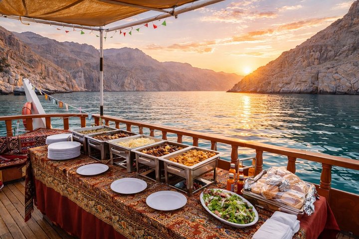 Crucero Dhow nocturno por Musandam Khasab con cena de barbacoa