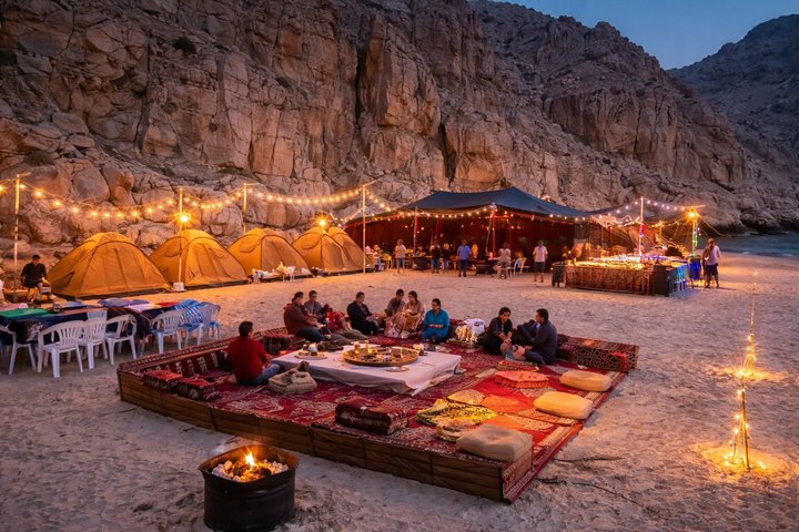 Crucero Dhow nocturno por Musandam Khasab con cena de barbacoa