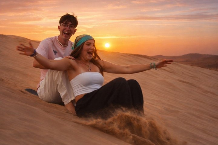 Agadir/Taghazout: Sunset Sandboarding Quad Bike & Marokkansk Middag