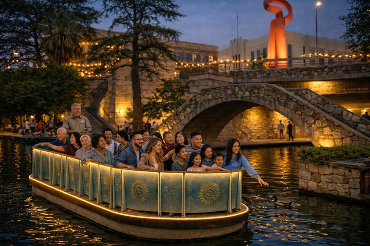 Excursión nocturna premium a San Antonio con crucero por el río