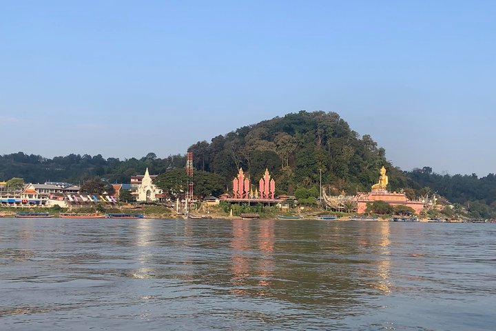 Gyllentriang Thailändsk Myanmar Laos gräns Khongfloden Gamla staden