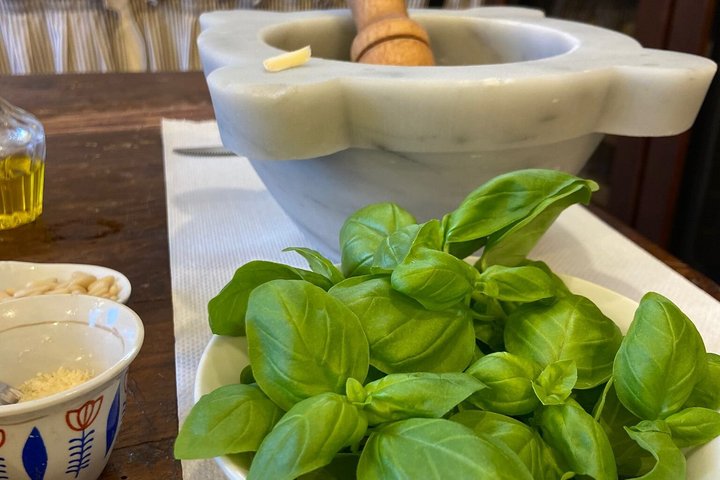 Cinque Terre: Autentisk Pesto matlagingsklasse og vin i Manarola