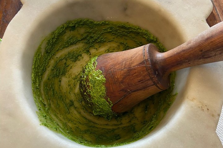 Cinque Terre: Autentisk Pesto matlagingsklasse og vin i Manarola