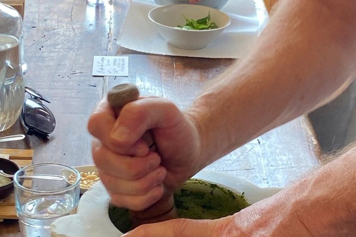 Cinque Terre: Autentisk Pesto matlagingsklasse og vin i Manarola