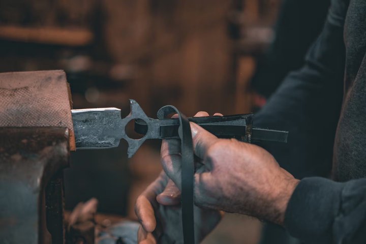 Blacksmith sua própria lâmina em uma área histórica de Asheville Forge