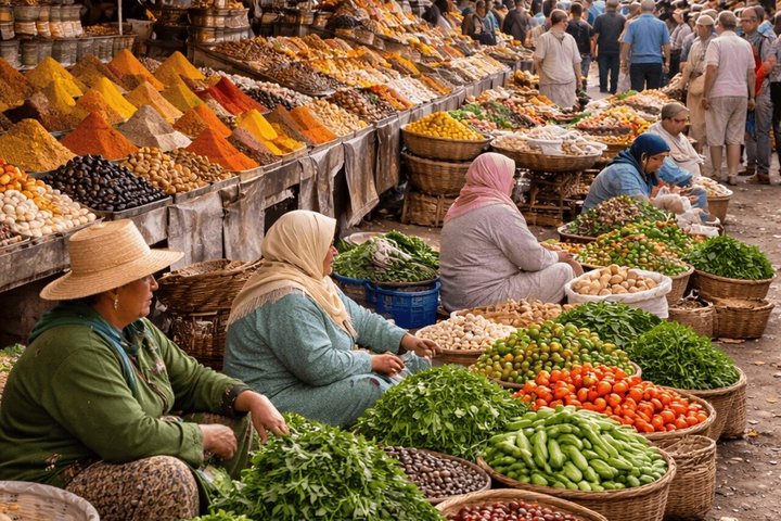 Marockanska veckomarknader Handla som en lokal med en liten budget