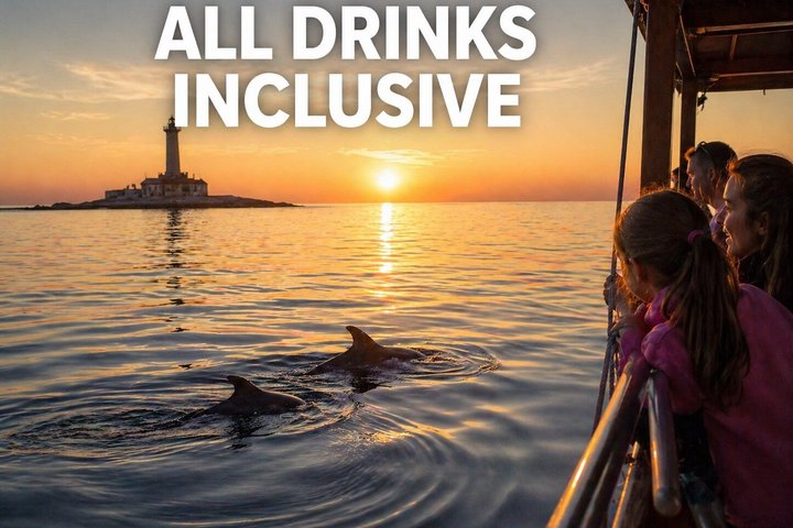 3-timmars ALL-INCLUSIVE Solnedgång Delfinskådning från Medulin onSandra