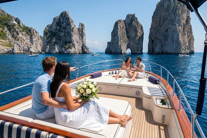 Capri em um dia: passeio de barco + visita à cidade + bar gratuito + brunch