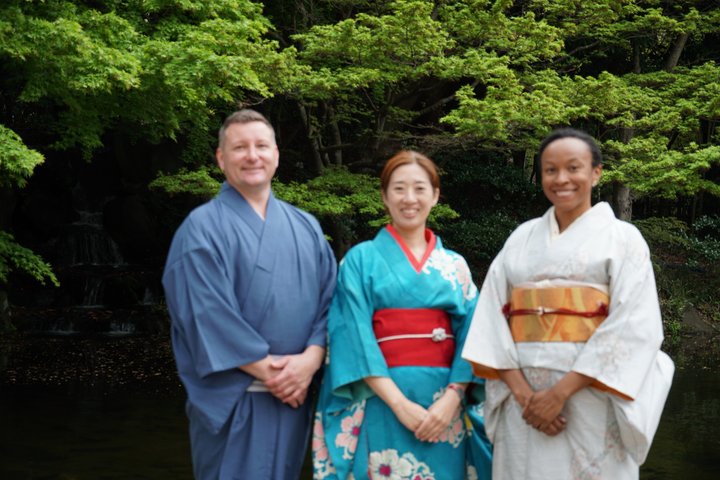 Chiba: Kimono og te seremoni på en historisk slottet hage