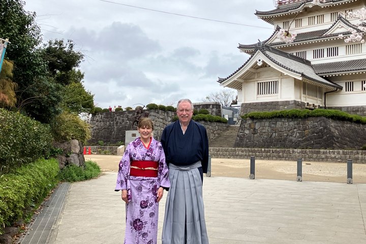 Chiba: Kimono og te seremoni på en historisk slottet hage