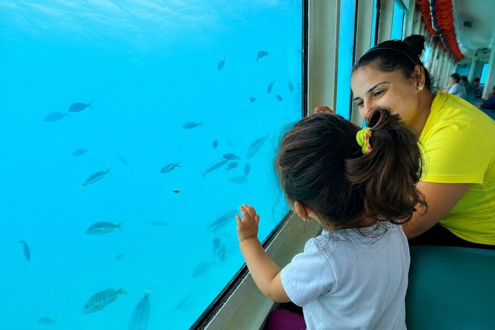 90 minuti di barca con fondo in vetro con spettacolo di sirene