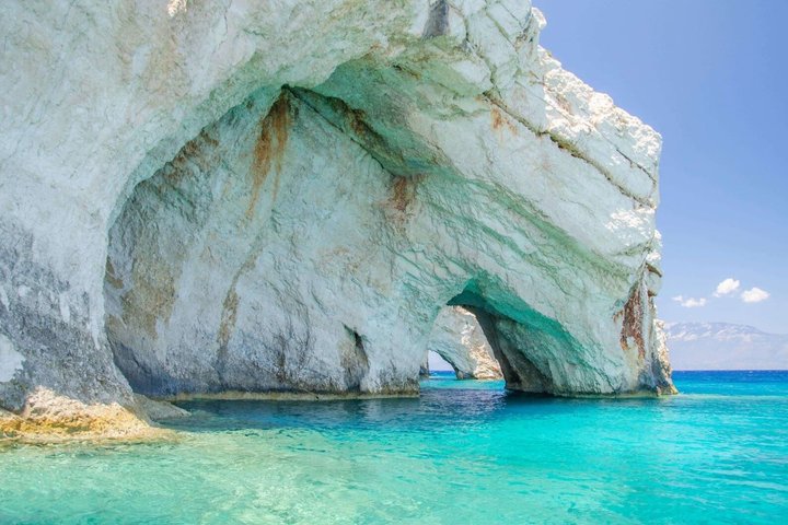 Excursão de ônibus de Zakynthos até o Viewpoint do naufrágio e as Cavernas Azuis
