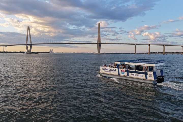 Charleston Harbor Crociera al tramonto Vista panoramica e avvistamento dei delfini
