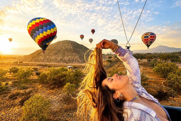 Ballongfly + Grotta frokost + Teotihuacan tur fra Mexico City