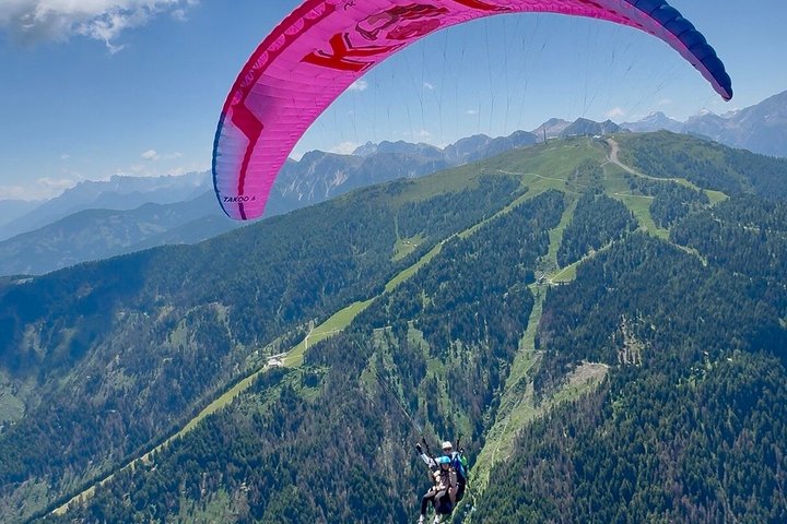 Privat paragliding tandemflyg Dolomiterna Alperna Kronplatz