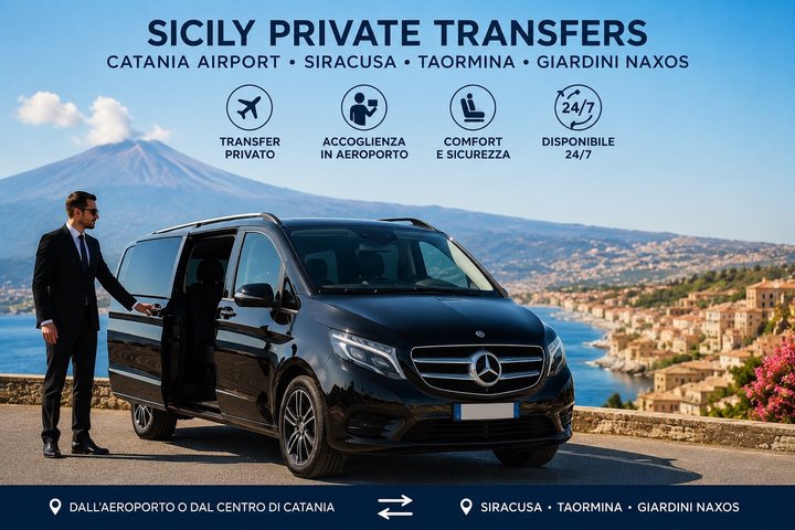 Catania flygplatstransfer ↔ Syracuse, Taormina eller Giardini Naxos