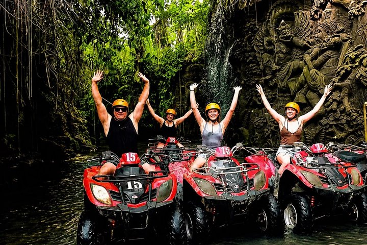 Bali ATV Fahrt Ubud Wasserfall, Reisfeld, Fluss, KingKong-Tempel Höhle