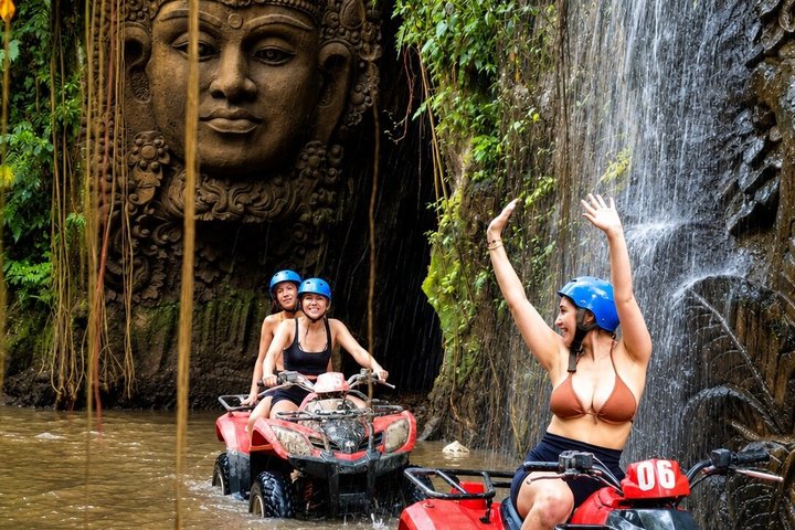 Bali ATV Fahrt Ubud Wasserfall, Reisfeld, Fluss, KingKong-Tempel Höhle