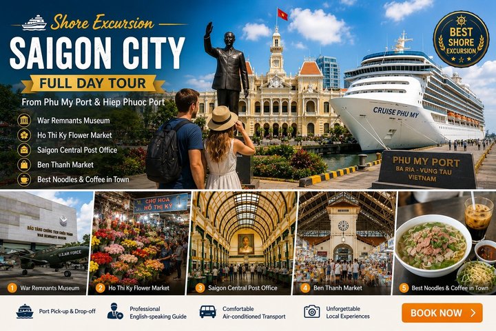 Kystudflugt Saigon City fuld dag fra Phu My/Hiep Phuoc havn