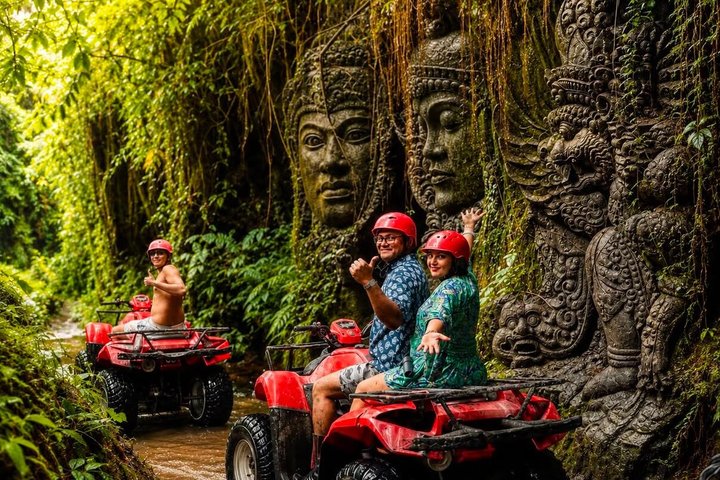 Bali ATV Fahrt Ubud Wasserfall, Reisfeld, Fluss, KingKong-Tempel Höhle