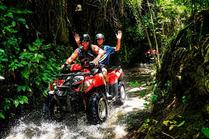 Bali ATV Fahrt Ubud Wasserfall, Reisfeld, Fluss, KingKong-Tempel Höhle