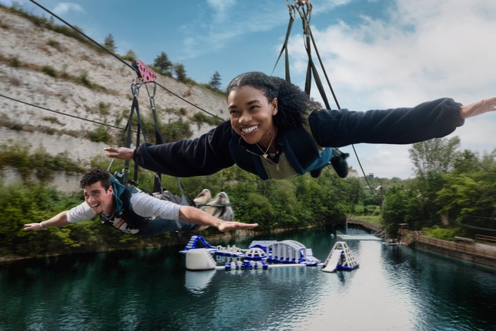 720m zipline-äventyr vid Bluewater – 50 mph-upplevelse i Kent