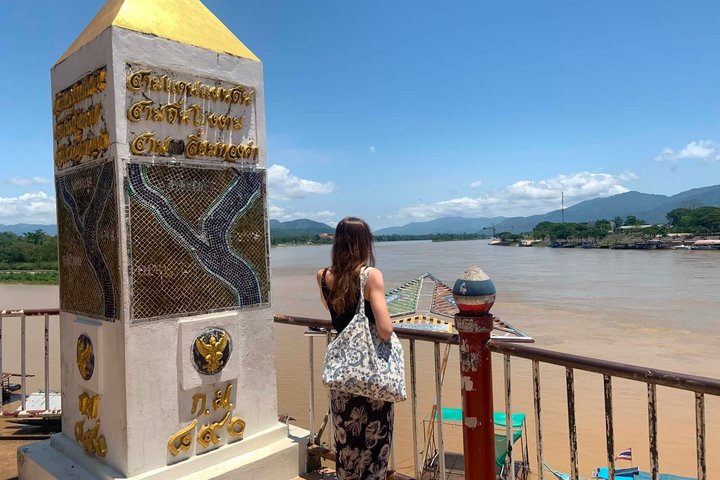 Gyllentriang Thailändsk Myanmar Laos gräns Khongfloden Gamla staden
