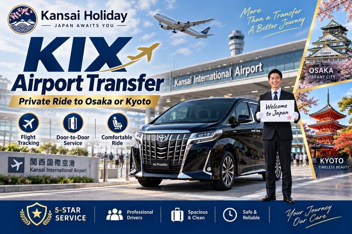 Kansai Airport (KIX) til/fra Osaka eller Kyoto Privat Transfer